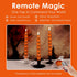 Set 4 Orange Pumpkin Halloween Flameless Taper Candles with Remote, Flickering Spooky LED Wax Candlesticks Battery