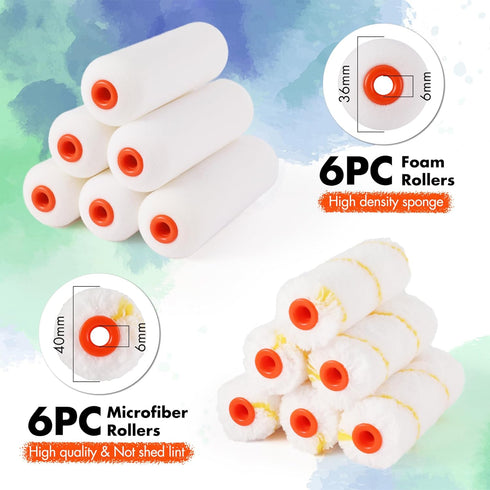 14-Piece 4 Inch ValueMax Paint Roller Kit, Paint Roller Kit with High-Density Foam Paint Rollers, Microfiber Paint