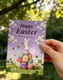 Generic 2.76x 1.97 Inches Happy Easter Greeting Card - Watercolor Bunny & Easter Eggs Design, Includes Red Envelope