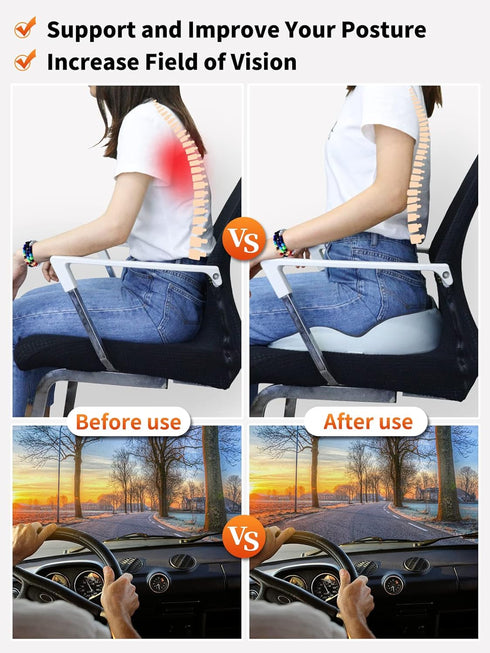 Slow Rebound Memory Foam Seat Cushion - Office Chair Cushion for Coccyx & Lower Back Pain Relief, Ideal for Travel