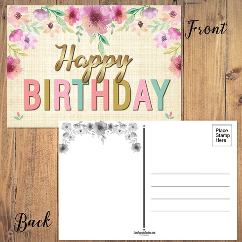 Stonehouse Collection 50 Happy Birthday Postcards, 5 Birthday Designs, 4" x 6" Bulk Postcards for Friends & Family