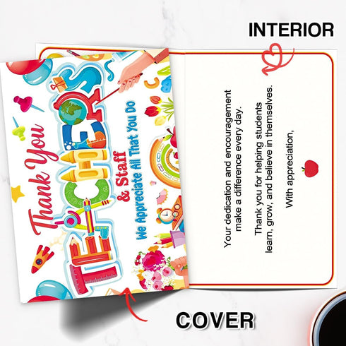 LiuuLi Funny Thank You Card, Cute Teachers Appreciation Cards Gift for School Staff Daycare Teacher, Teachers Day Gift