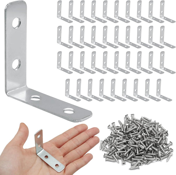 Litoexpe 40 Pack 2 Inch L Bracket Corner Braces with Screws, 90