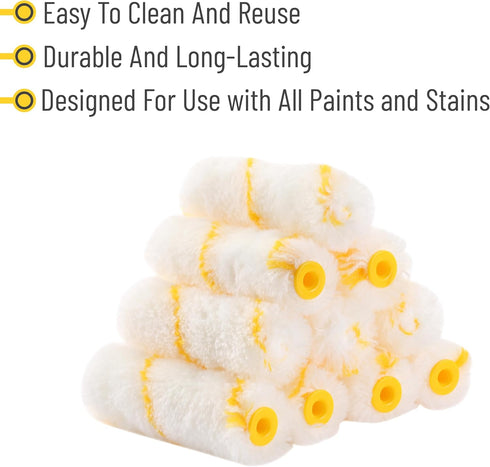 Bates Paint Rollers, 4 inch Mini Paint Roller with 20 Covers for Small Painting Jobs
