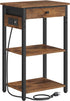 Gewudraw 3-Tier Printer Stand with Charging Station, Under Desk Printer Table, End Table with Storage Shelves for Home
