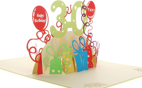 iGifts And Cards Happy 30th Birthday 3D Pop Up Greeting Card - Unique Gift for Thirty, Celebration for Husband, Wife,