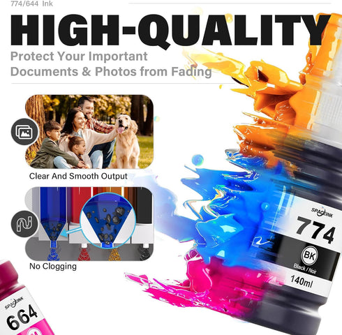 Spaceink 774 664 ET-2650 ET-2550 ET-3600 ET-4500 ET-4550 ET-16500 ET-2500 ET-2600 ET-14000 (2 5 Pack) Ink Refill