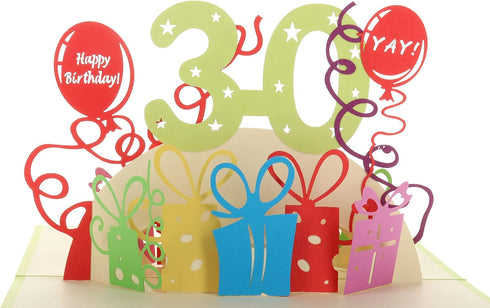 iGifts And Cards Happy 30th Birthday 3D Pop Up Greeting Card - Unique Gift for Thirty, Celebration for Husband, Wife,