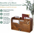 Mahogany Wood Wood Desktop File Organizer - Vertical Folder Sorter with 3 Document Compartments & 1 Paper Tray Drawer