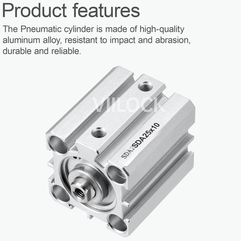 Pneumatic Air Cylinder 25mm Bore 25mm Stroke, Thin Air Cylinder Double Action Hydraulic Cylinders SDA 25 X 25