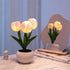 YHan Flower Table Lamp, LED Tulip Night Light with Artificial Flower and Vase, Romantic Desk Lamp for Home, Living
