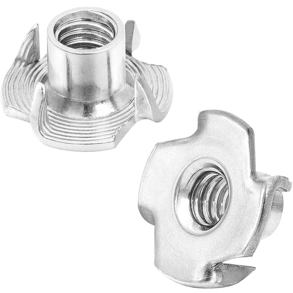 MewuDecor M8 T-Nut, Barrel Length 10mm, 304 Stainless Steel Threaded Insert, 4-Pronged Tee