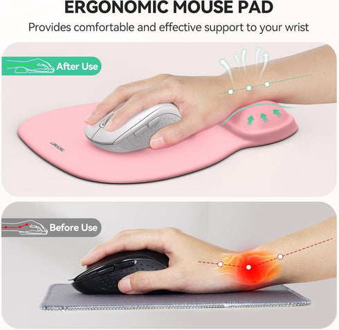 TECKNET Gel Mouse Pad with Wrist Rest, Ergonomic Office Mousepad with Wrist Support - Non-Slip & Smooth Surface
