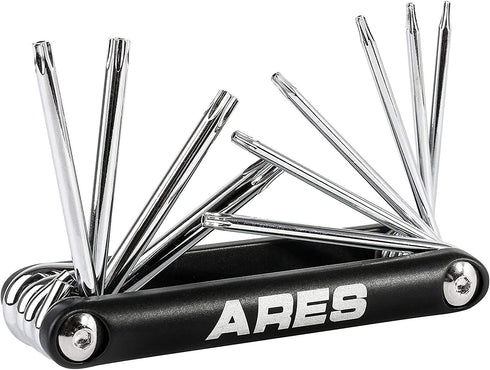 ARES 44000 10-Piece Tamper-Proof Folding Star Key Set, Corrosion-Resistant CR-V Steel, Sizes T-6 to T-30