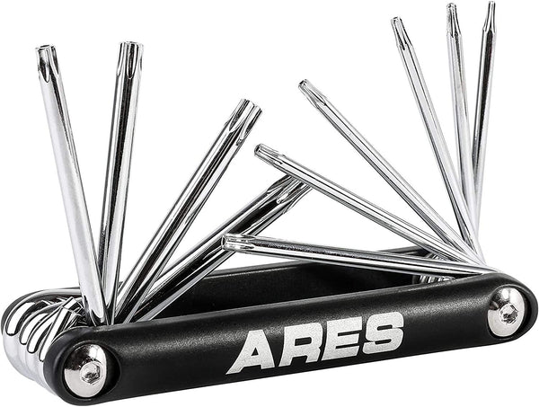 ARES 44000 10-Piece Tamper-Proof Folding Star Key Set, Corrosion-Resistant CR-V Steel, Sizes T-6 to T-30