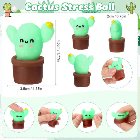 Sinload 30 Sets End of Year Students Gift for Teacher Bulk Cactus Mechanical Pencils Stress Balls Squeeze Toys