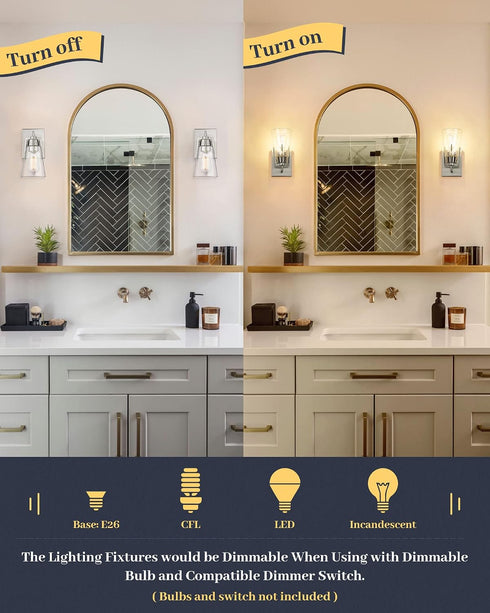 1-Light EAPUDUN Wall Sconces Bathroom Light Fixtures, Modern Farmhouse Bathroom Vanity Light Fixtures, Indoor Wall Lamp