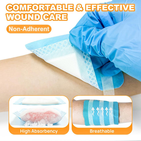 4"x 4" 20 Pack, Carbou Super Absorbent Wound Dressing Pads, Individual Non Adhesive Absorbent Bandages for Wound Care