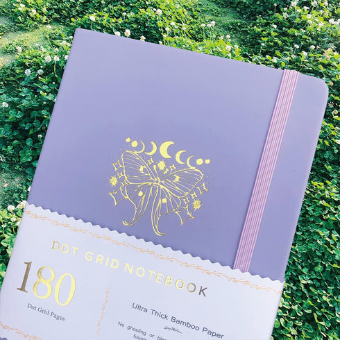 Dotted Notebook Journal – 180GSM Bamboo Thick White Paper, 160 Pages, 5 * 5MM Dot Grid, Lay Flat Binding