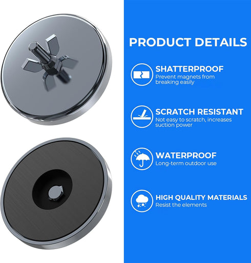 4 3.1in PCS Magnetic Flag Holder for Truck, Heavy Duty Magnet Kit for Wire Loop Flags, Diameter Magnet Mount Base