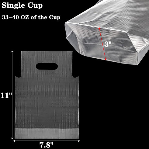 500 Packaging 7.8" 11" 33 OZ DEAYOU PCS Clear Handle Drink Poly Bags, Plastic Drinking Bag for Delivery, L x H Hanging