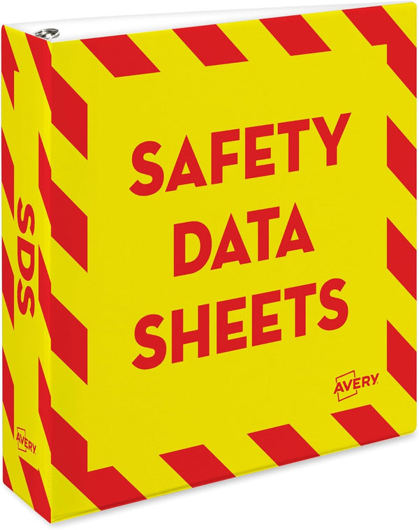 Avery Heavy-Duty Industrial SDS Binder, 2 One-Touch EZD Rings, 540-Sheet Capacity, Yellow/Red