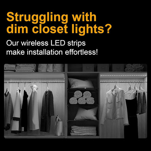 TIANCILC 40 inch Counter, Closet, 4000K White LED Strip Lights, Wireless LED Strip Lights for Kitchen Under Cabinet