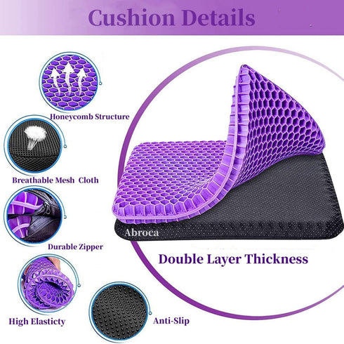 Gel Seat Cushion for Long Sitting, Double Thick Office Desk Cushion for Back, Hip, Sciatica Pain Relief, Cooling Game