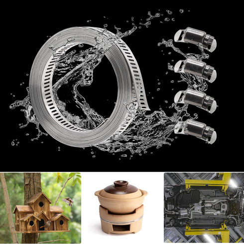 DIY Hose Clamps 12FT 304 Stainless Steel Metal Strap, 8PCS Stronger Fasteners Assortment Kit
