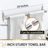 24 Inch Wall Mounted Bathroom Towel Bar, Modern Heavy Duty Stainless Steel Bath Towel Holder, Brushed Nickel