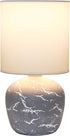 LT1170-GRY 12.4" Simple Designs Chic Glow Rounded Marble Inspired Concrete Table Lamp with Fabric Shade, Bedroom