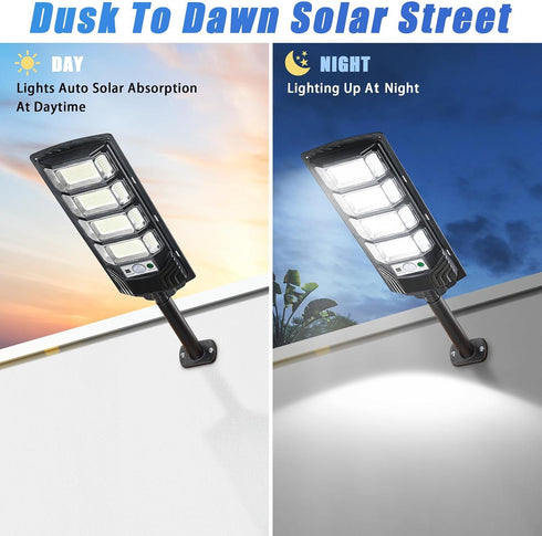 6500K Solar Street Lights Outdoor Waterproof, Solar Lights Dusk to Dawn Solar Security Flood Lights Motion Sensor