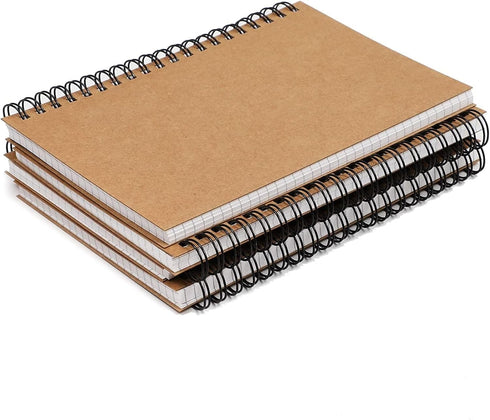 Spiral Bound Graph Paper Notebooks, 50 Sheets A5 Journal (5 x 7 In, 4 Pack)