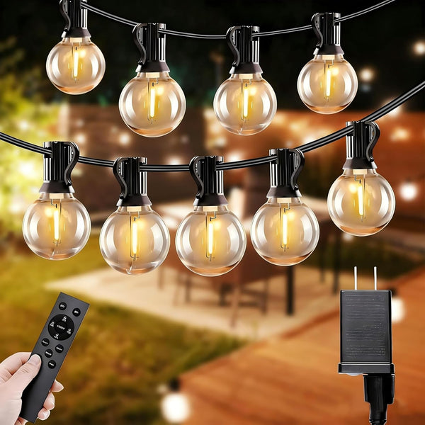 SANBEN Outdoor String Lights with Remote, 50ft 25 Bulbs Low Voltage(24V) Patio