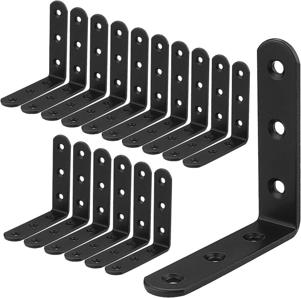 16 PCS Black L Brackets for Wood, 4" x 4" Corner Bracket