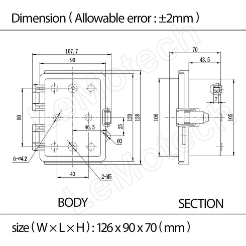 LeMotech Electrical Box, IP67 Waterproof Hinged Cover Junction Box, ABS Plastic with Mounting Plate