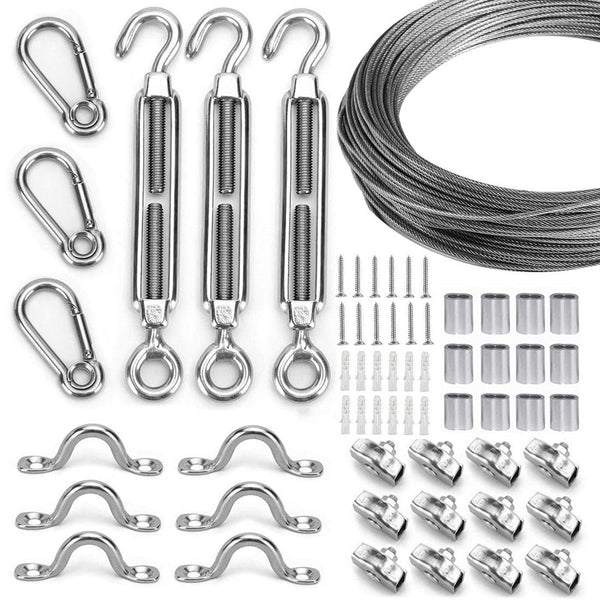 Globe String Light Suspension Kit, Outdoor Light Guide Wire, 150ft Transparent PVC and 304 Stainless Steel Wire Cable
