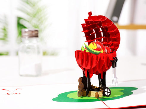 Liif BBQ Steak And Grill Barbecue Father's Day Pop Up Card, 3D Greeting Card for All Occasions