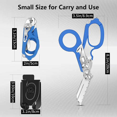 6 1 In Multifunctional Trauma Shears, Emergency Response Shears, Stainless Steel Foldable Shears With Holster, Medical