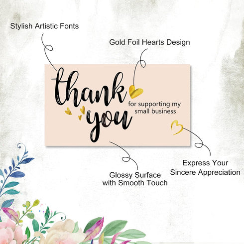 Outus 120 2 3.5 Inch Pieces Thank You for Supporting My Small Business Cards Mini Thank You Cards Pink Thank You