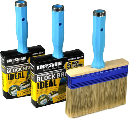Heavy Duty Professional Stain Brush 3 Pack (4,5,6 inch) - Double Thick 1.18 inch Paint Brushes for Walls, Fence