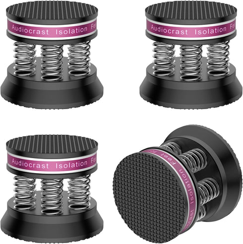Spring Speaker Isolation Stand Feet, Aluminum Non-Slip Speaker Floor Protectors, Sound Dampening Anti Vibration Speaker Base Pad for HiFi Amplifier/DAC/Turntable/Player 4PCS (Black)