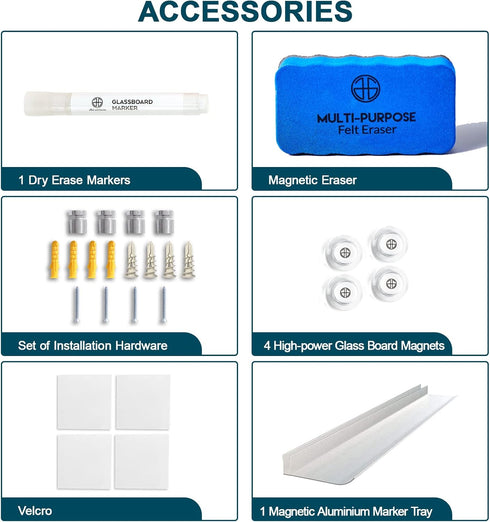 J&J Worldwide Install Fittings, Includes Hardware, Maker Tray, Markers, Eraser, and 4 Magnets, Black
