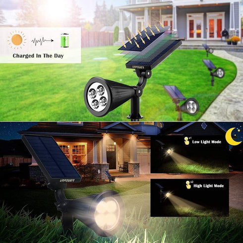 2-in-1 2 2 Pack URPOWER Solar Lights Outdoor, Solar Spot Lights Waterproof with Lighting Modes, Adjustable Solar