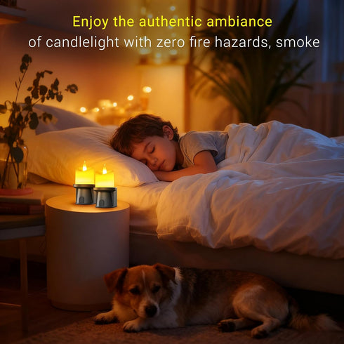 FriutShine 1 Pack) Flameless Candles Night Light with Flickering Flame, Battery Operated LED Night Light, Magnetic