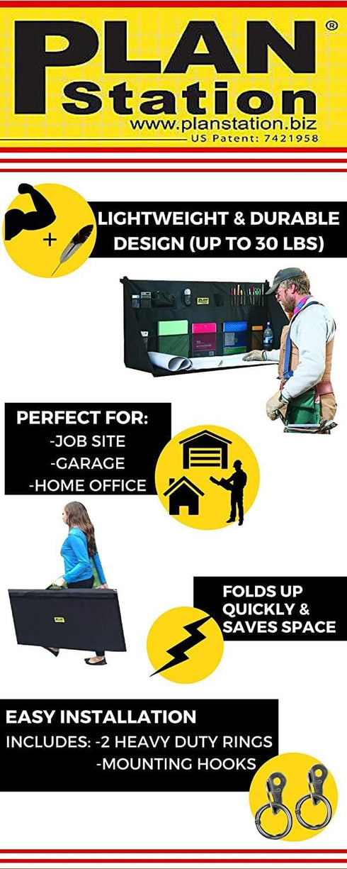 Plan Station (WS3700) Mini Portable Standing Desk, Workbench, Work Station, Storage for Jobsite, Garage, Office, Shop