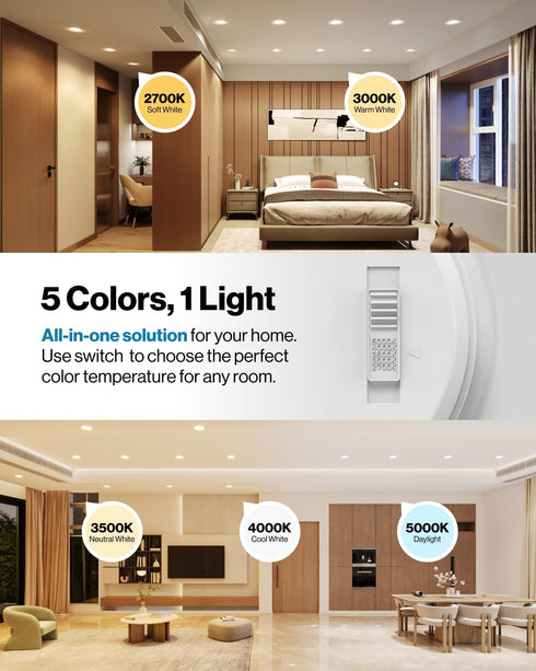 6 Inch, 965LM, 13W (100W 2700K/3000K/3500K/4000K/5000K, Dimmable, 2 Pack Sunco LED Recessed Lighting Retrofit Can
