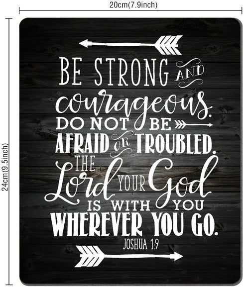 Inspirational Quote Rustic Black Wood Mouse Pad, Christian Bible Verses Joshua 1:9, Positive Motivational Quotes