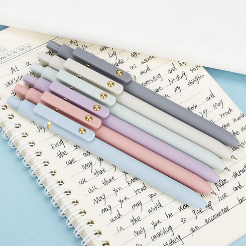 Gel Pens, 6Pcs Smooth Writing Pens Fine Point Tip 0.5mm Pen for Journaling, Black Ink Cute Pens Office Desk Accessories, Aesthetic School Office Supplies for Women (6Pcs Morandi-Black Ink)