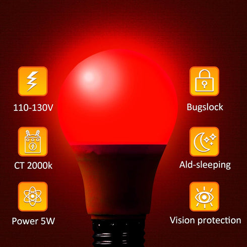Red Light Bulb and Green Light Bulbs, 9W (6W Equivalent), E26 Base for Halloween Christmas Party Decor